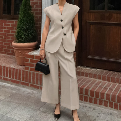 Abigail – Ensemble Pantalon Taille Haute et Gilet Sans Manches