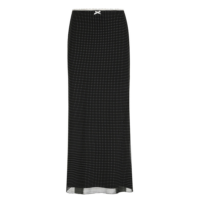 Jennifer – Jupe Longue à Pois avec Nœud