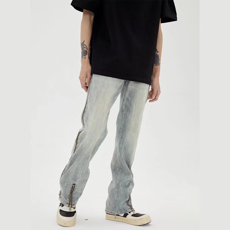 Robbie – Jeans Braguette Zippée Homme Été Fendu Droit