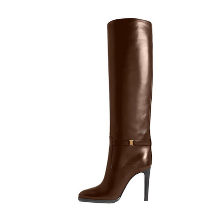Nicole – Bottes Hautes à Talon Aiguille et Bout Rond