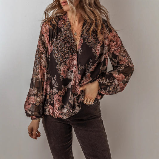 Amanda – Chemisier en Chiffon à Imprimé Floral pour Femmes