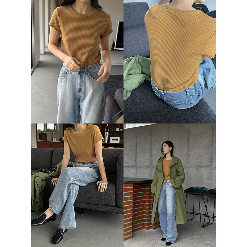 Anne – T-shirt à Manches Courtes avec Texture