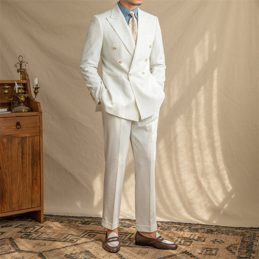 Brendan – Veste à double boutonnage en seersucker respirant