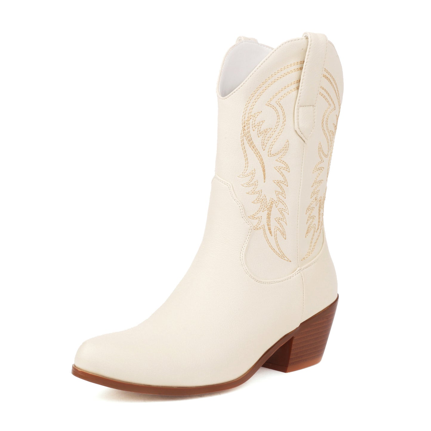 Carly – Bottines à Talon Épais avec Broderie
