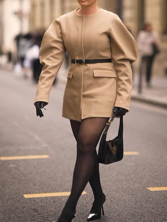 Gillian – Blazer à col rond à manches gigot