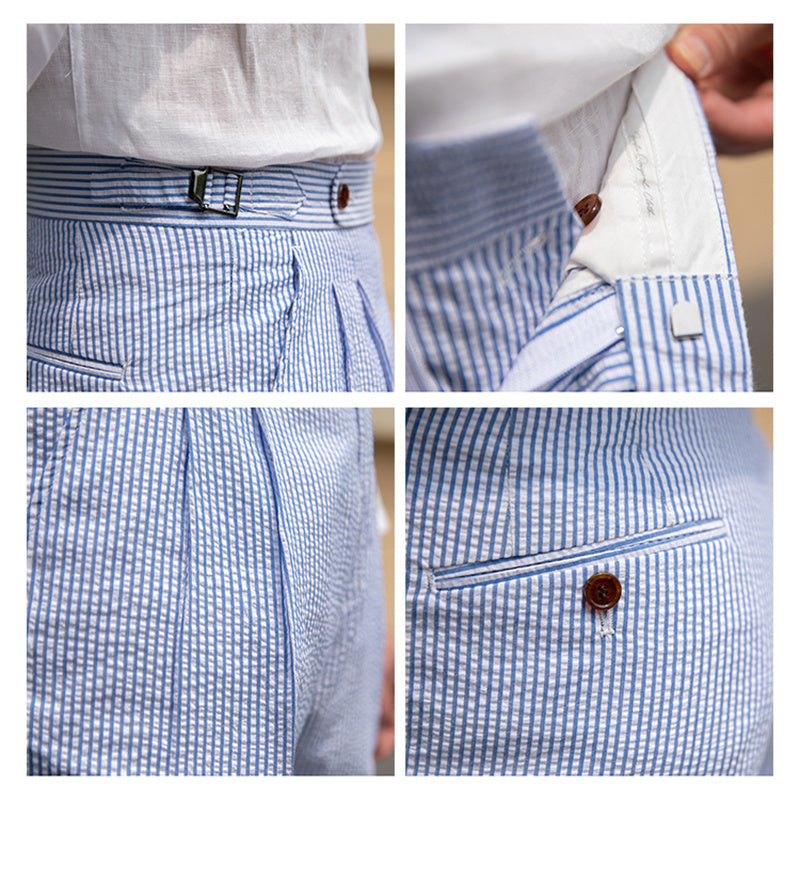 Rowan – Shorts en Seersucker Rayé Respirant