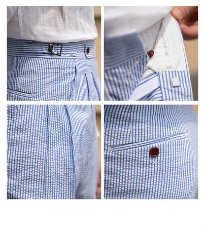 Rowan – Shorts en Seersucker Rayé Respirant