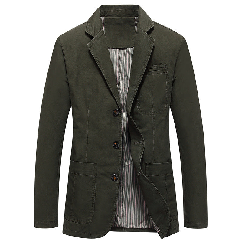 Julian – Veste décontractée à boutons simple en coton pur grande taille