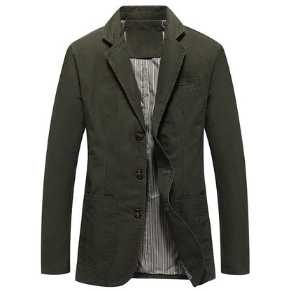 Julian – Veste décontractée à boutons simple en coton pur grande taille