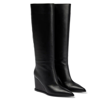 Nicole – Bottes Hautes Évasées en Cuir Vegan pour Femmes