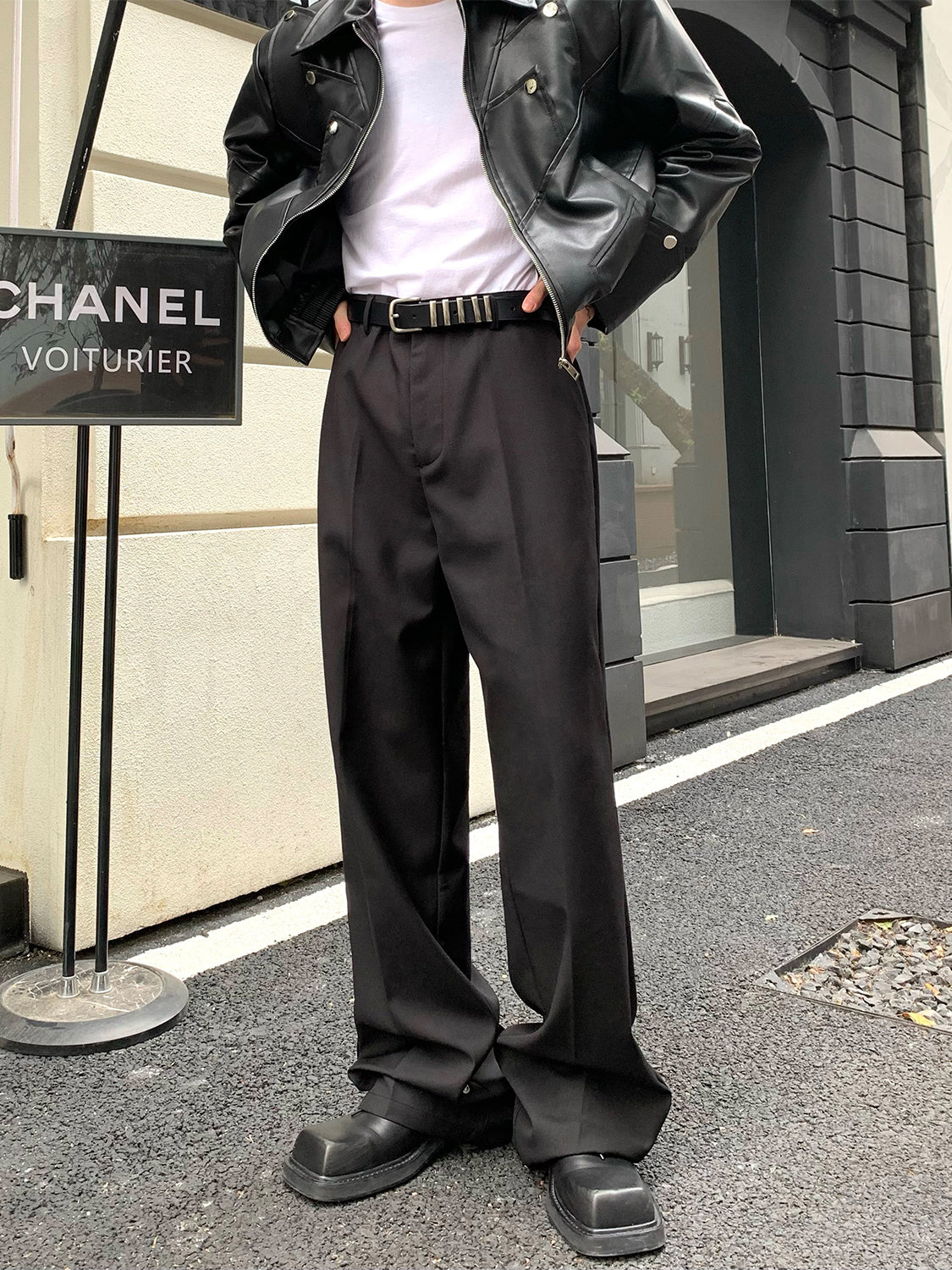 Nathan – Pantalons Droits Décontractés avec Boutons pour Hommes