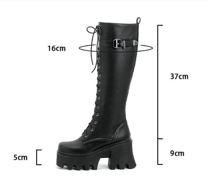 Amanda – Bottes Hautes Épaisses Style Britannique