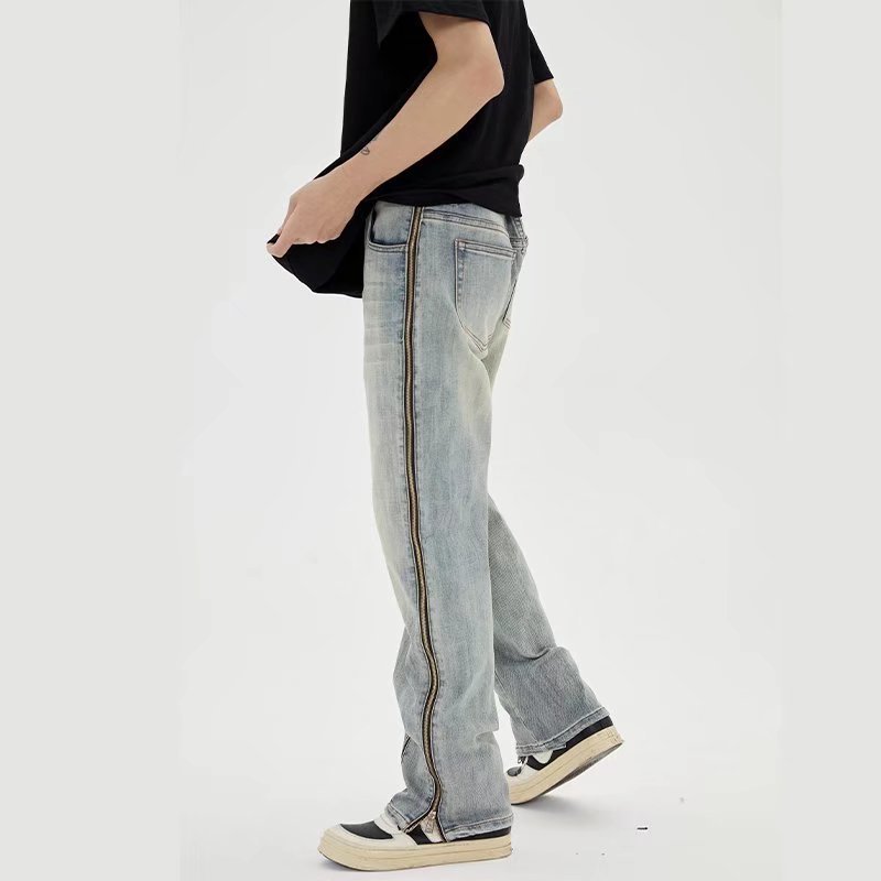 Robbie – Jeans Braguette Zippée Homme Été Fendu Droit