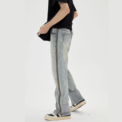 Robbie – Jeans Braguette Zippée Homme Été Fendu Droit