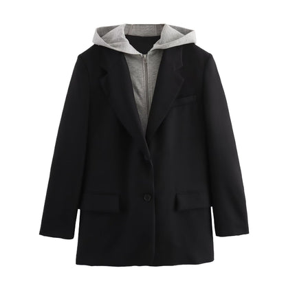 Samantha – Veste de costume ample pour femmes avec capuche en patchwork