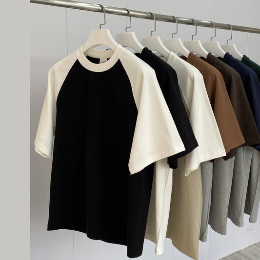 Samuel – T-shirt Épais à Manches Courtes Raglan Contrastées