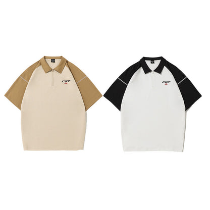 Dale – Polo Zippé Contrasté à Manches Courtes pour Homme