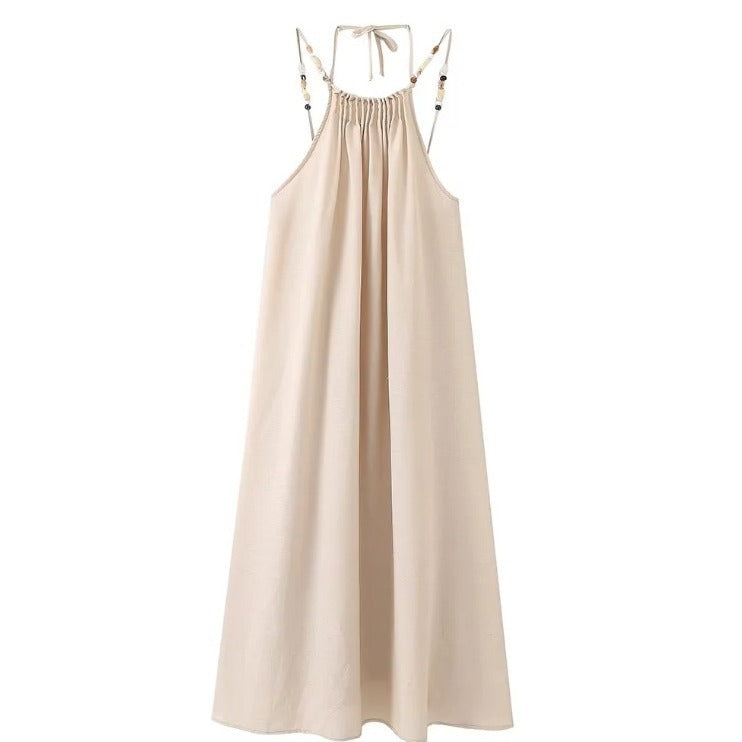 Victoria – Robe mi-longue à bretelles avec perles