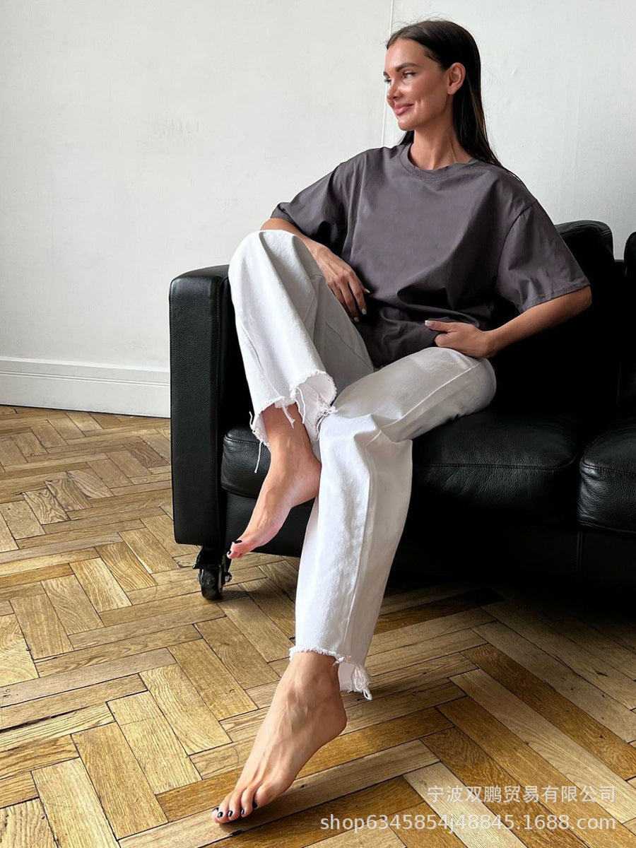 Tara – Haut T-shirt à Manches Courtes en Coton Pur