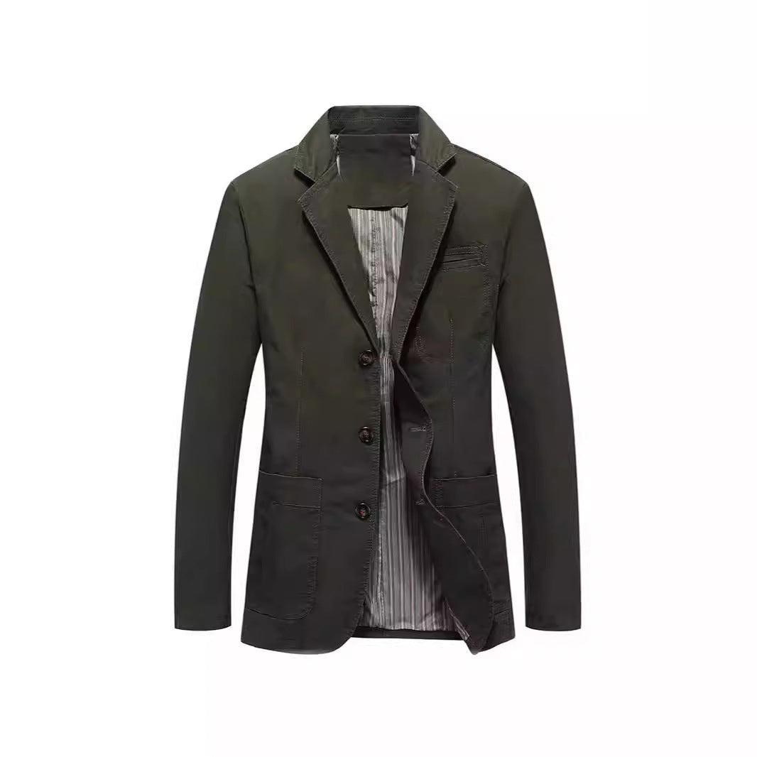 Julian – Veste décontractée à boutons simple en coton pur grande taille