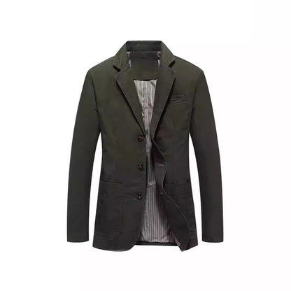 Julian – Veste décontractée à boutons simple en coton pur grande taille