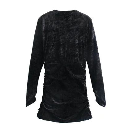 Betty – Robe plissée à manches longues en velours avec épaulettes