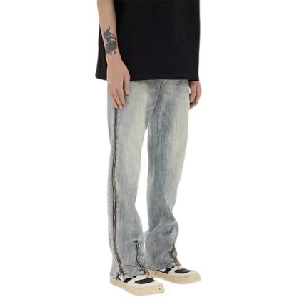 Robbie – Jeans Braguette Zippée Homme Été Fendu Droit