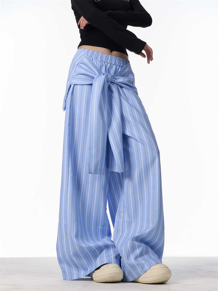 Clara – Pantalon Ample à Rayures Contrastées