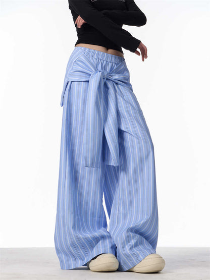 Clara – Pantalon Ample à Rayures Contrastées
