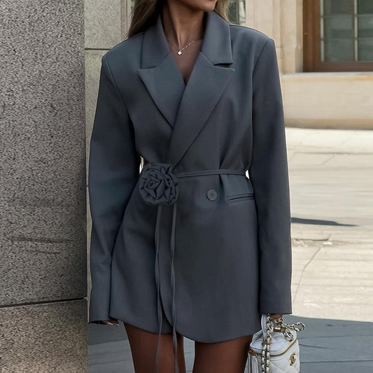Karen – Veste de costume slim-fit à fleurs tridimensionnelles