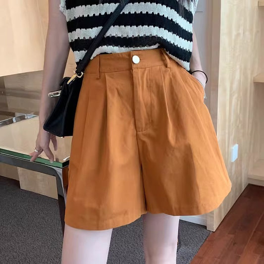 Sharon – Shorts en Velours Côtelé Taille Haute Décontractés