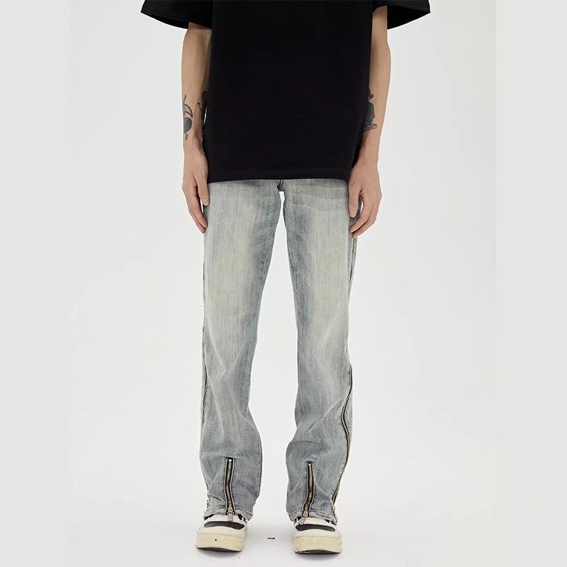 Robbie – Jeans Braguette Zippée Homme Été Fendu Droit