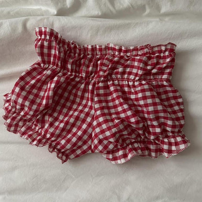 Grace – Shorts à Carreaux Décontractés et Sexy en Dentelle