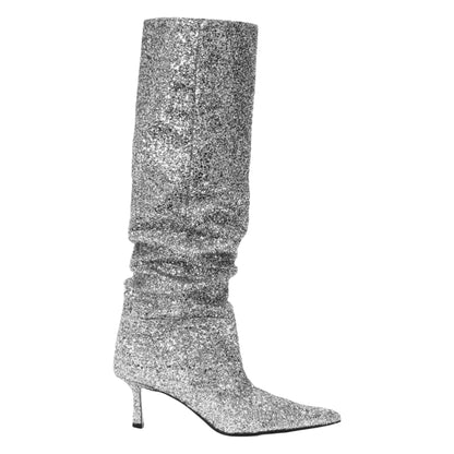 Shannon – Bottes à Talon Aiguille Style Plissé pour Femmes