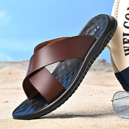 Will – Chaussons Antidérapants en Cuir Vegan Doux pour Hommes