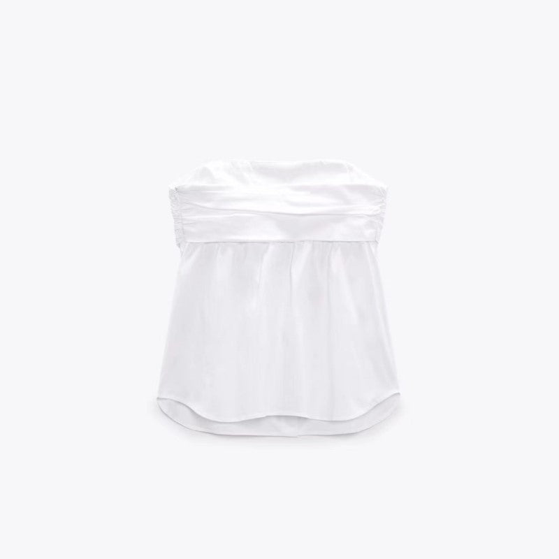 Lucy – Haut Sans Manches Enveloppant Le Buste Extensible Blanc