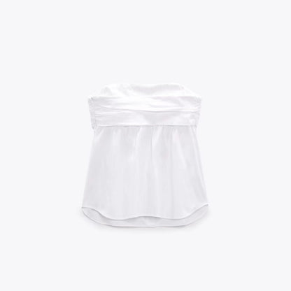 Lucy – Haut Sans Manches Enveloppant Le Buste Extensible Blanc