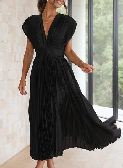 Donna – Robe Plissée avec Col en V