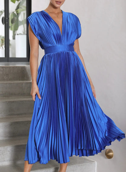Donna – Robe Plissée avec Col en V