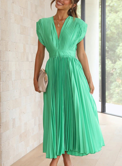 Donna – Robe Plissée avec Col en V