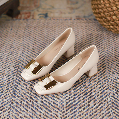 Rachael – Talons Épais Mary Jane avec Boucle Métallique