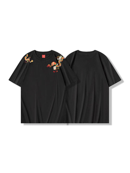 Mitchell – T-shirt Ample Brodé à Col Rond Manches Courtes
