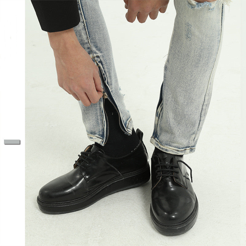Christian – Jeans Déchirés Style Urbain Bleu Clair