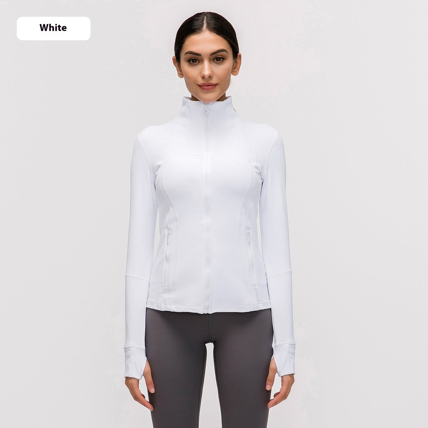 Janet – Veste de Sport Élastique avec Fermeture Éclair pour Yoga et Fitness