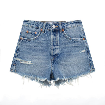 Dawn – Shorts en Denim Taille Haute Rétro Américain pour Femme