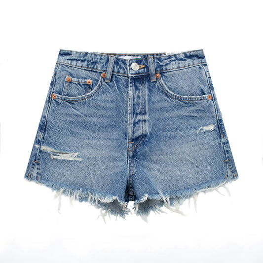 Dawn – Shorts en Denim Taille Haute Rétro Américain pour Femme