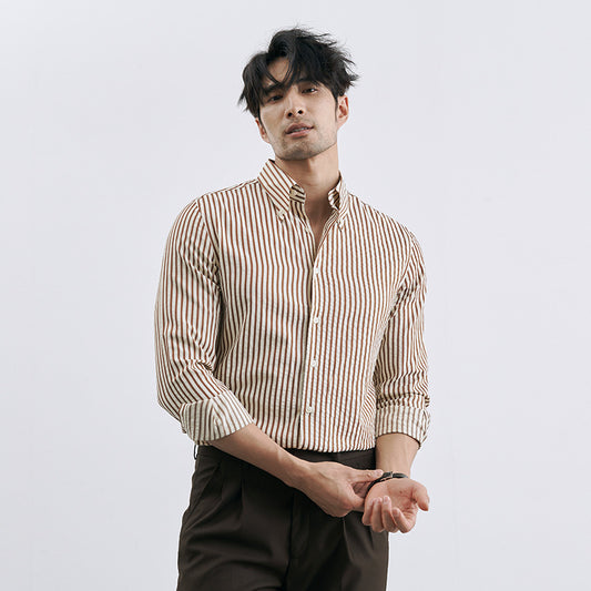 Gavin – Chemise tendance à rayures verticales en cuir vegan
