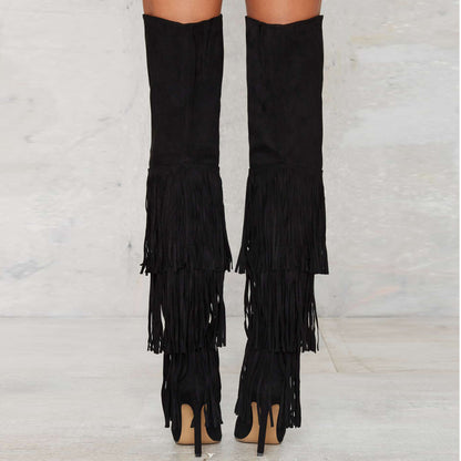 Nicole – Bottes à Franges Hautes Talons pour Femmes