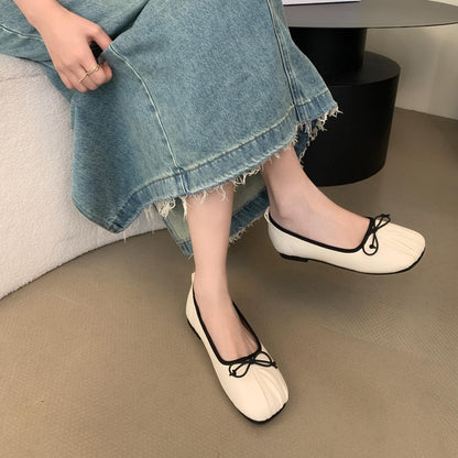 Abigail – Chaussures Plates Vintage à Nœud Froissé