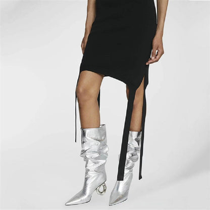 Claire – Bottes Mi-hautes Sexy à Talons Épais